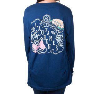 Lauren James Dress Up Touchdown Long Sleeve Sweet Tee Estate Blue Multiple Sizes